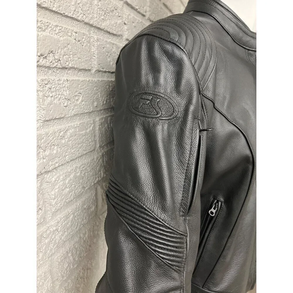 FieldSheer Black Men Armored Leather Motorcycle Jacket Size 14